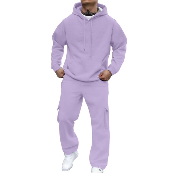 Letdown Men's 2 Piece Outfits Crew Neck Pullover Hoodie Sweatshirt Tracksuit & Joggers Sweatpants Sweatsuit Set Track Suits For Men (Purple,XXL)