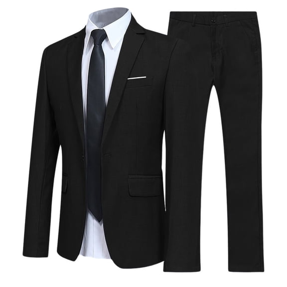 Letdown Men’s 2 Piece Formal Suit Set (Blazer Jacket & Pants), Slim Fit Two Button Dress Suit for Wedding, Business & Formal Events