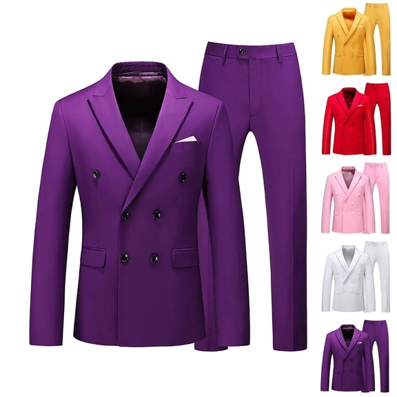 Letdown Men’s 2 Piece Formal Suit Set (Blazer Jacket & Pants), Slim Fit Two Button Dress Suit for Wedding, Business & Formal Events