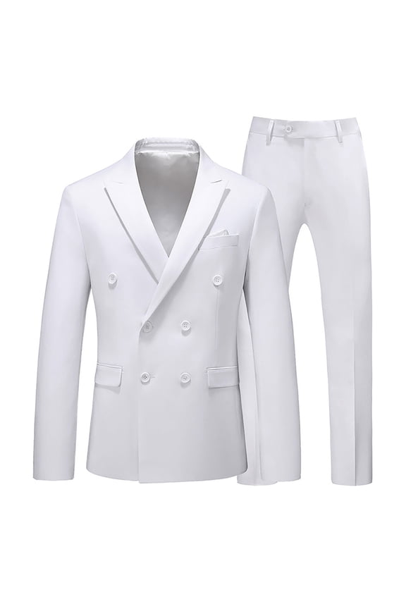 Men’s 2 Piece Formal Suit Set (Blazer Jacket & Pants), Slim Fit Two Button Dress Suit for Wedding, Business & Formal Events