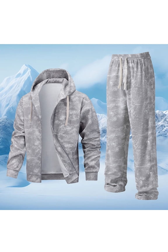 Men's 2 Piece Tracksuit Set Casual Running Jogging Warm Up Full Zip Sweat Suits Athletic Jogging Fall Winter Tracksuit (Light Gray, L)