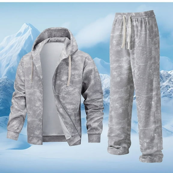 Letdown Men's 2 Piece Tracksuit Set Casual Running Jogging Warm Up Full Zip Sweat Suits Athletic Jogging Fall Winter Tracksuit (Light Gray, L)