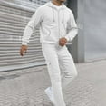 thumbnail image 1 of Letdown Men's 2 Pieces Tracksuits Casual Athletic Sweatsuit Full Zip Pullover Long Sleeve Running Sport Outfits Casual Sweat Suit (White, S), 1 of 8