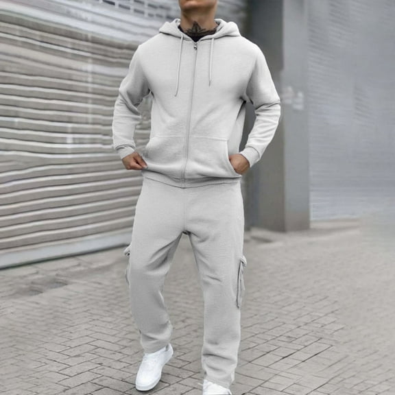 Letdown Men's 2 Pieces Tracksuits Casual Athletic Sweatsuit Full Zip Pullover Long Sleeve Running Sport Outfits Jogger Outfits (White, XS)