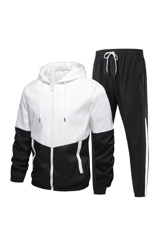 Men's Casual Tracksuit Athletic Full Zip Tracksuit Jacquard Jogging Set Jackets And Pants Outfit Sports Clothes Outfits (Black, S)