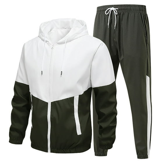 Letdown Men's Casual Tracksuit Full Zip Jackets Pants Jogging Suits Sweatsuit Set Athletic Jogging Fall Winter Tracksuit (Army Green, S)