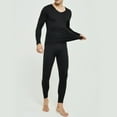 thumbnail image 1 of Letdown Men's Cotton Base Layer Thermal Underwear Sets Long Sleeve Solid Breathable Warm Base Layer Long Johns Set Base Layer Cold Weather Top Bottom (Black, L), 1 of 6