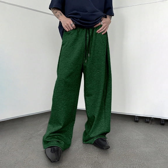 Letdown Men's Drawstring Waist Wide Leg Pants, Relaxed Fit Straight Leg Sweatpants with Pockets, Casual Lounge Jogger Pants (GN3,S)