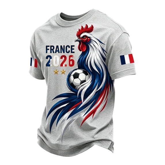 Letdown Men's Football Shirts France Crewneck Short Sleeve Fashion Tee Contemporary French Top Casual Summer Tee Tops