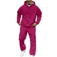 thumbnail image 1 of Letdown Men's Hoodie Tracksuit 2 Piece Sweatsuit Sets Casual Lined Jogging Athletic Suits with Pockets Men Tracksuit - Hot Pink,XXL, 1 of 10