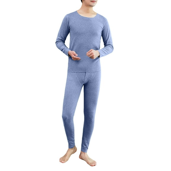 Letdown Men's Knit Lightweight Thermal Underwear Sets Lightweight Baselayer Sets | Form Fitting | 4-Way Stretch | Thermal Winter Warm Base Layer Top (Blue, XXXL)