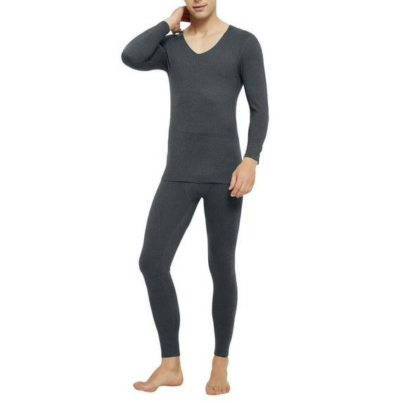Letdown Men's Traditional Thermal Long Johns Underwear Lightweight Baselayer Sets | Form Fitting | 4-Way Stretch | Thermal Warm Base Layer for Winter Skiing Hunting (Dark Gray-A, XL)