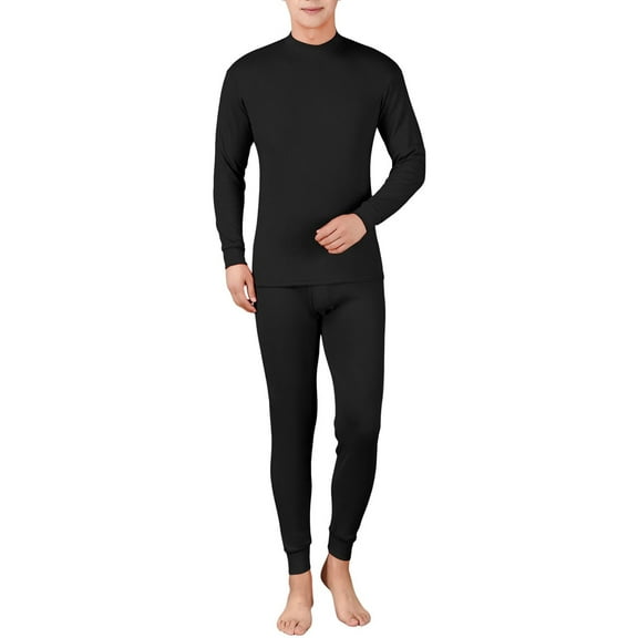 Letdown Men's Thermal Underwear 2 Pieces Sets Lightweight Baselayer Sets | Form Fitting | 4-Way Stretch | Thermal Cold Weather Base Layer Set for Men (b-Black, L)