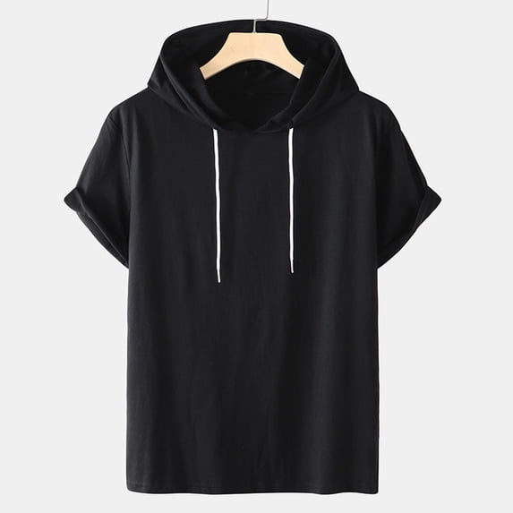 Letdown Men's Short Sleeve Hoodie T Shirts Casual Lightweight Solid Hoodies Pullover Tops Summer Tees