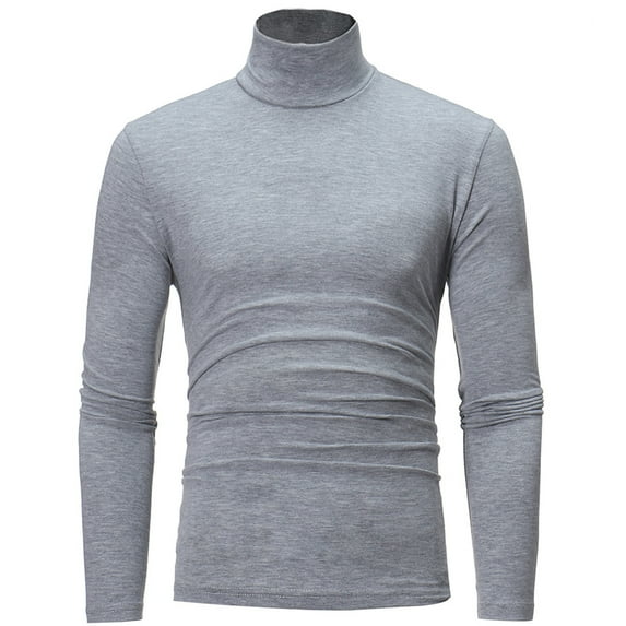 Letdown Men's Slim Fit Turtleneck T Shirt Casual Basic Knitted Long Sleeve Lightweight Pullover Sweater Classic T-Shirts (Grey,M)