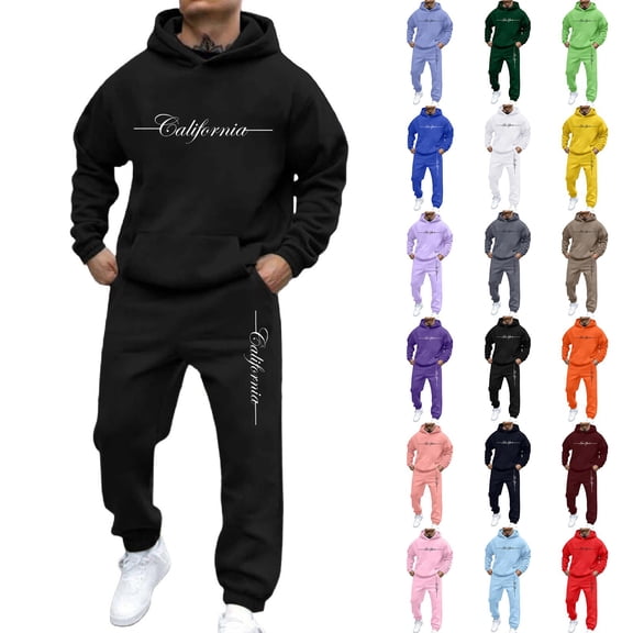 Letdown Men's Sweatsuit 2 PCS Letter Printed Hoodie and Sweatpants Set Tracksuits Fall Winter Casual Athletic Jogging Suit