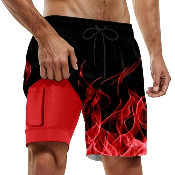Letdown Men's Swim Trunk Knee Length Boardshort Printed Swimming Swimsuit Beach Shorts with Pockets Bathing Suit