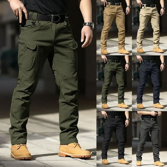 Letdown Men's Tactical Cargo Pants Stretch Softshell, Slim Fit Lightweight Outdoor Work Pants with Velcro_Pockets (Army Green,L)