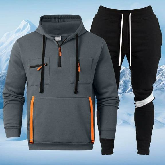 Letdown Men’s Tracksuit Jogging Sweat Suits 2 Piece Casual Athletic Sweatsuit Quarter Zip Pullover Long Sleeve Running Sport Outfits (Dark Gray-5, S)