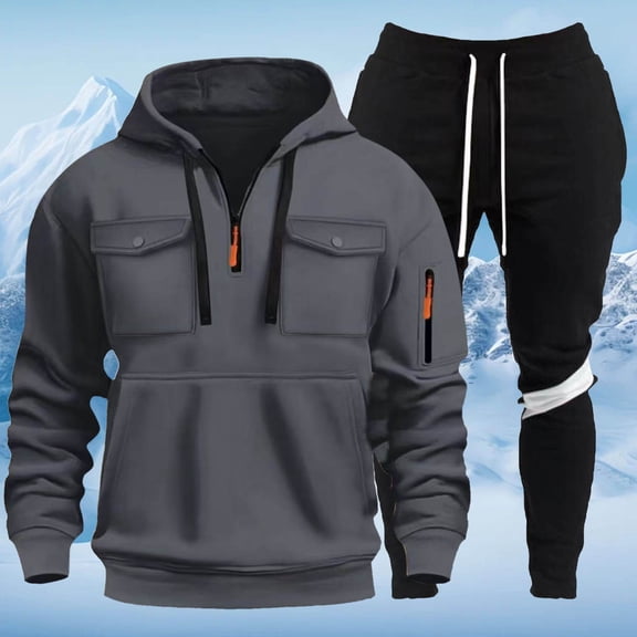 Letdown Men’s Tracksuit Jogging Sweat Suits 2 Piece Casual Athletic Sweatsuit Quarter Zip Pullover Long Sleeve Running Sport Outfits (Dark Gray-6, S)