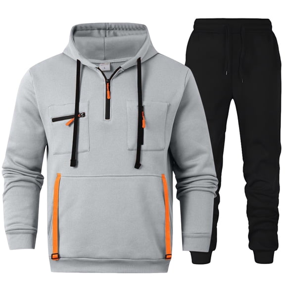 Letdown Men’s Tracksuit Jogging Sweat Suits 2 Piece Casual Athletic Sweatsuit Quarter Zip Pullover Long Sleeve Running Sport Outfits (Light Gray-2, S)