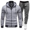 thumbnail image 1 of Letdown Menâs Tracksuit Jogging Sweat Suits - Zip Up Pullover Neck Long Sleeve Jackets And Elastic Bottom Pants Performance Athletic Casual Workout (2-Light Gray, M), 1 of 3