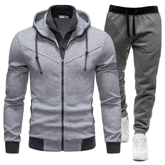 Letdown Menâs Tracksuit Jogging Sweat Suits - Zip Up Pullover Neck Long Sleeve Jackets And Elastic Bottom Pants Performance Athletic Casual Workout (2-Light Gray, M)