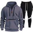 thumbnail image 1 of Letdown Men's Tracksuits 2 Piece Casual Athletic Hoodie Sweatsuit Quarter Zip Pullover Long Sleeve Solid Running Sport Outfits (Dark Gray-1, M), 1 of 2