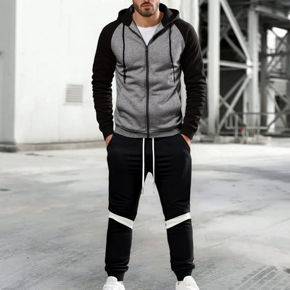 Letdown Men's Tracksuits 2 Piece Outfit Full Zip Sweatsuit Workout Solid Jacquard Jogging Suit Set Workout Sports Set Sportswear (Dark Gray, XS)