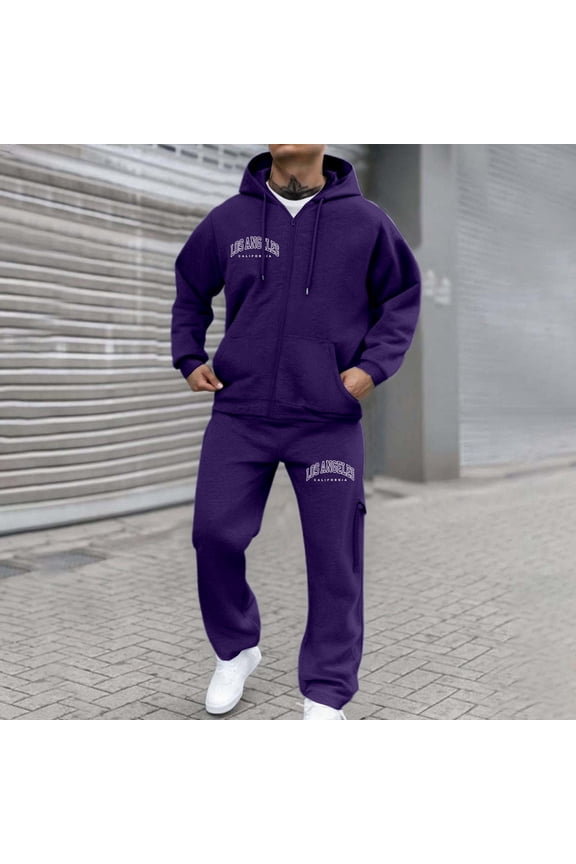 Men's Tracksuits Sweatsuits for Men Track Suits 2 Piece Set Full Zip Sports Sweatsuit Jogging Suits Casual Running Jogging Sport Suit Sets (Dark Purple, XL)