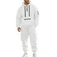 thumbnail image 1 of Letdown Men's Tracksuits Sweatsuits for Men Track Suits 2 Piece Set Full Zip Sweatsuit Workout Solid Jacquard Jogging Suit Set Jogging Tracksuit Mens (White, XL), 1 of 8