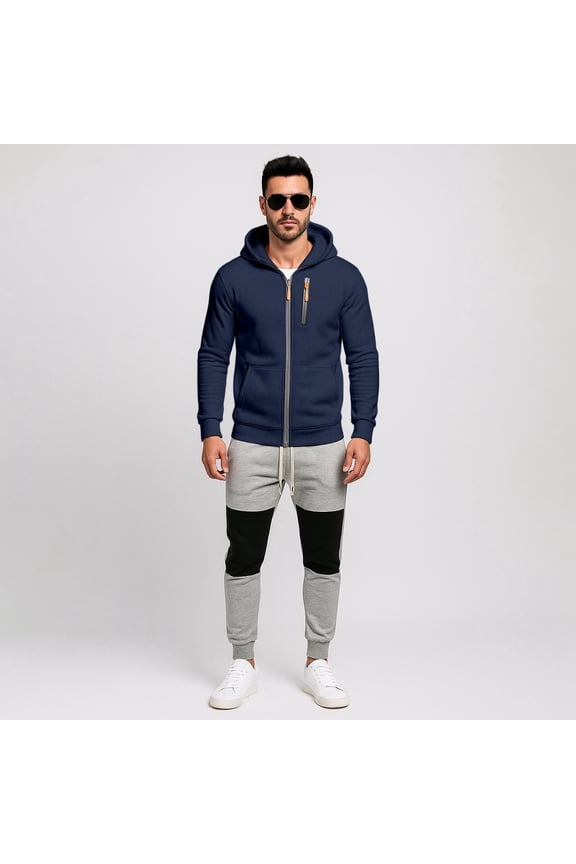 Mens Tracksuit - 2 Piece Sweatsuit for Men Hoodie Sweatsuits Full Zip Athletic Jogging Suits Athletic Tracksuit Outfits (Navy, XL)