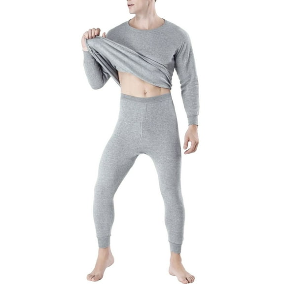Letdown Upgraded Thermal Underwear for Men Long Johns Set Thermal Underwear Long Sleeve Tops Leggings Thermal Pants Cold Weather Base Layer Set for Men (F-Grey, XXXL)