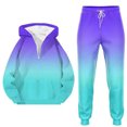 thumbnail image 1 of Letdown Mens 2 Piece Jacquard Sweatsuit Outfits Sweatsuit Jogging Suits Full Zip Jacket Pants Outfits Sports Outfits Sets (Purple, L), 1 of 2