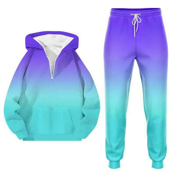 Letdown Mens 2 Piece Jacquard Sweatsuit Outfits Long Sleeve Full Zip Jackets Casual Sports Outfits Workout Sports Set Sportswear (Purple, M)