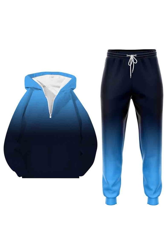 Mens 2 Piece Outfits Sweatsuit Jogging Suits Full Zip Jacket Pants Outfits Athletic Jogging Fall Winter Tracksuit (Blue, M)