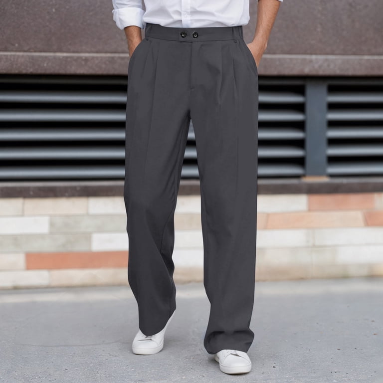 Letdown Mens Casual Dress Pants Expandable Waist Pleat Front Suit Pant Regular Fit Dress Slacks Classic Fit Formal Pants for Business and Office (