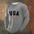 thumbnail image 1 of Letdown Mens Crewneck Shirts Long Sleeve Casual T-Shirts U_S_A_Letter A_merica_F|ag_Print Basic Classic Vintage Tee Shirts Tops (01-Grey, XXXL), 1 of 4
