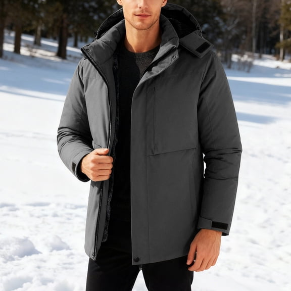 Letdown Mens Jackets, Hooded - Insulated Detachable Liner Windproof Cold Jacket Casual Thickened Zipper Up Lightweight Jacket for Men