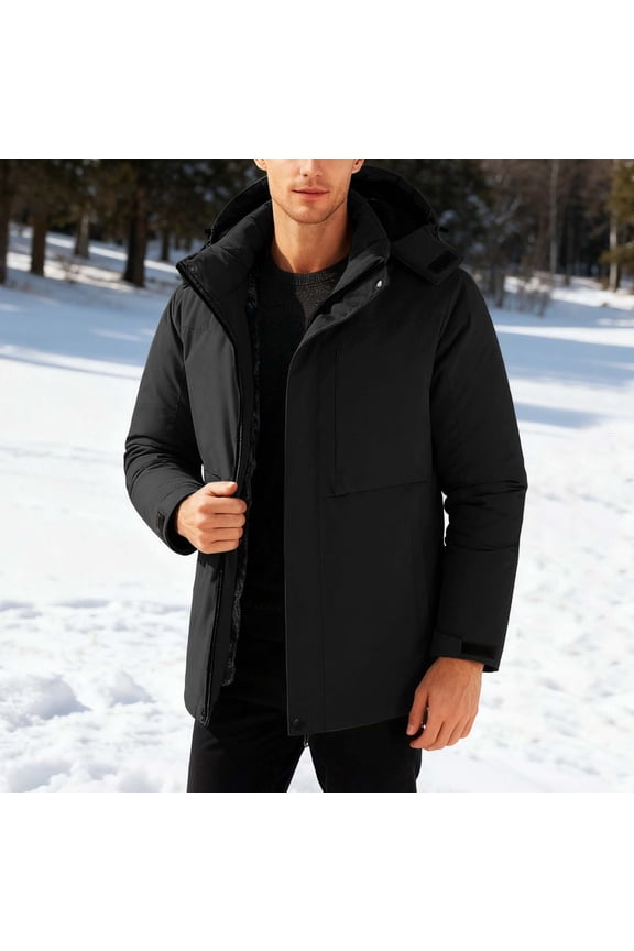 Mens Jackets, Hooded - Insulated Detachable Liner Windproof Cold Jacket Casual Thickened Zipper Up Lightweight Jacket for Men