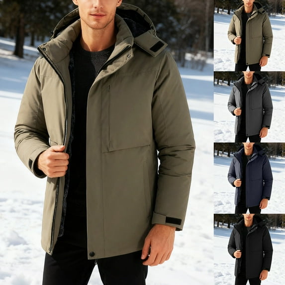 Letdown Mens Jackets, Hooded - Insulated Detachable Liner Windproof Cold Jacket Casual Thickened Zipper Up Lightweight Jacket for Men