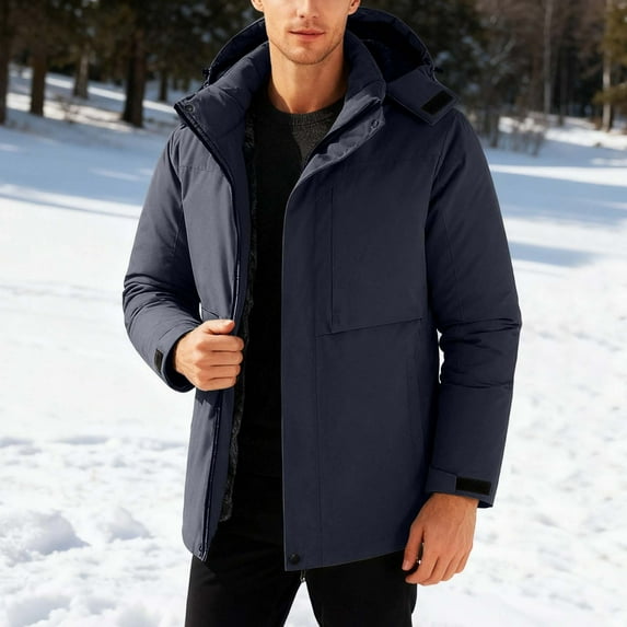 Letdown Mens Jackets, Hooded - Insulated Detachable Liner Windproof Cold Jacket Casual Thickened Fleece Zipper Up Lightweight Jacket for Men