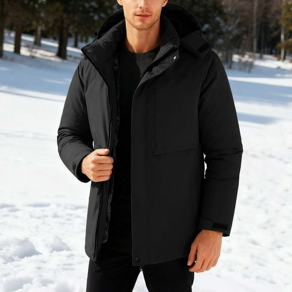Letdown Mens Jackets, Hooded - Insulated Detachable Liner Windproof Cold Jacket Casual Thickened Zipper Up Lightweight Jacket for Men