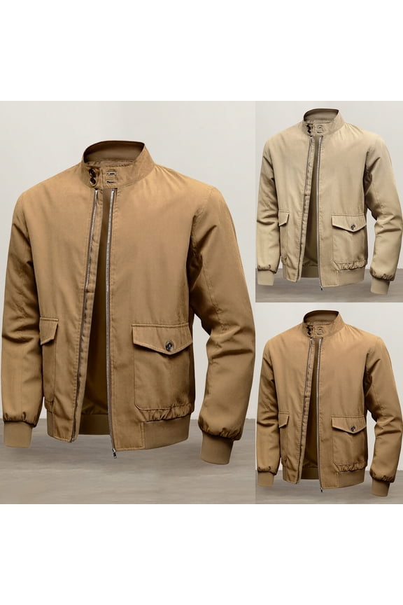 Mens Stand Collar Lightweight Jacket Windbreaker Full Zip Long Sleeve Outdoor Athletic Jackets for Hiking Comfort Fit Pockets Cinch Bottom