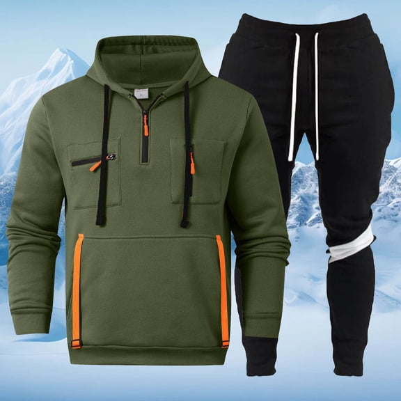 Letdown Mens Sweatsuit 2 Piece Set 1/4 Zipper Up Hoodies And Sweatpants Sets 2025 2026 Casual Jogging Gym Sweat Suits Athletic Tracksuit Outfits (Army Green-5, L)