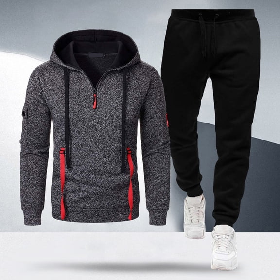 Letdown Mens Sweatsuit 2 Piece Set 1/4 Zipper Up Hoodies And Sweatpants Sets 2025 2026 Casual Jogging Gym Sweat Suits Athletic Tracksuit Outfits (Grey-3, L)