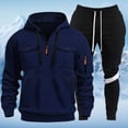 thumbnail image 1 of Letdown Mens Sweatsuit 2 Piece Set 1/4 Zipper Up Hoodies And Sweatpants Sets 2025 2026 Casual Jogging Gym Sweat Suits Athletic Tracksuit Outfits (Navy-6, L), 1 of 3
