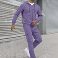thumbnail image 1 of Letdown Mens Sweatsuit 2 Piece Set Athletic Full Zip Tracksuit Jacquard Jogging Set Jackets And Pants Outfit Athletic Jogging Fall Winter Tracksuit (Purple, XS), 1 of 8