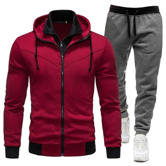 Letdown Mens Sweatsuit 2 Piece Set Jackets And Sweatpants Sets 2025 Casual Jogging Gym Sweat Suits Athletic Tracksuit Outfits (2-Red, M)