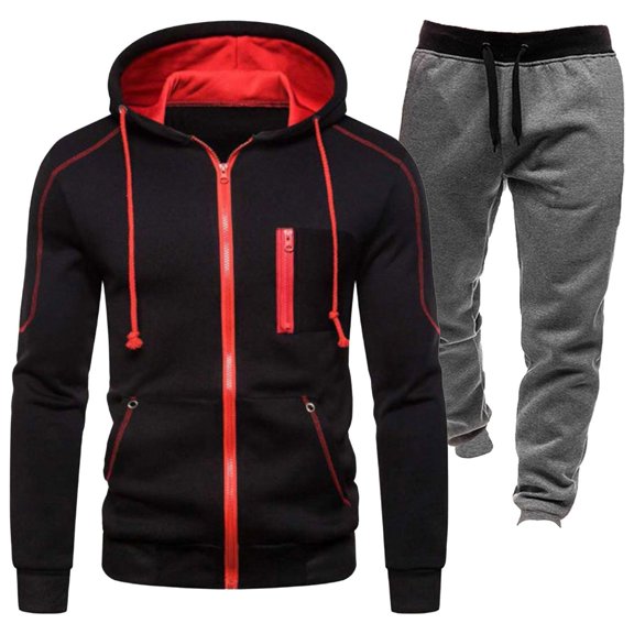 Letdown Mens Sweatsuits 2 Piece With Hoodie Hoodie Sweatsuits Full Zip Athletic Jogging Suits Hooded Tracksuit Loungewear Sweatsuit with Pockets (B-Black, L)